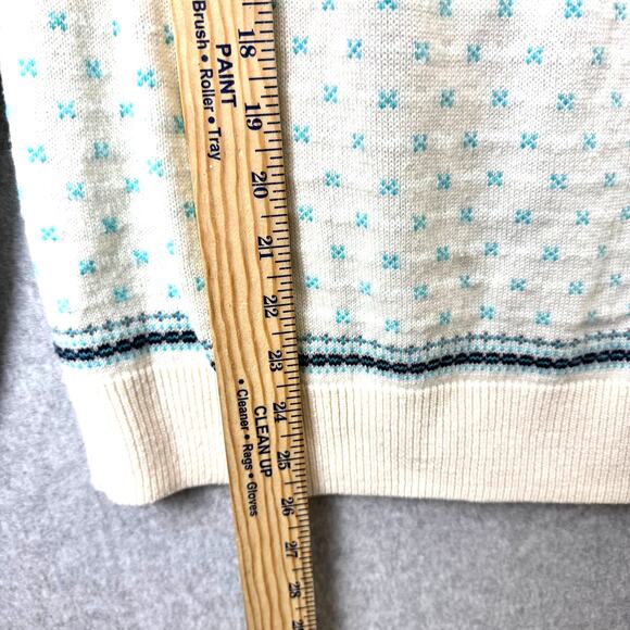 Talbots Nordic Lambswool Sweater Women’s Large White Fair Isle Winter Preppy - Picture 6 of 9